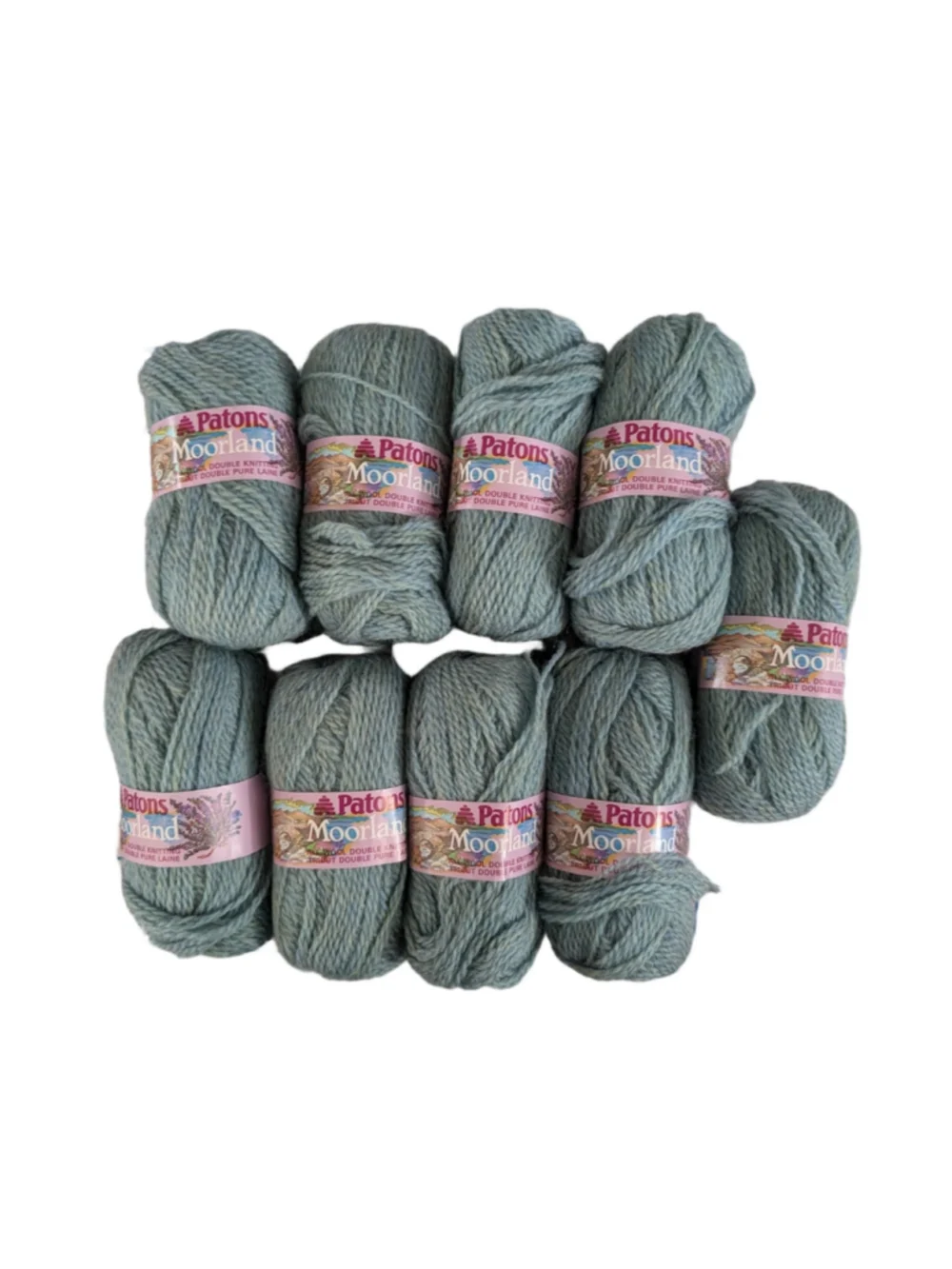 Patons Moorland All Wool Knitting Yarn Lot of 9 Skeins